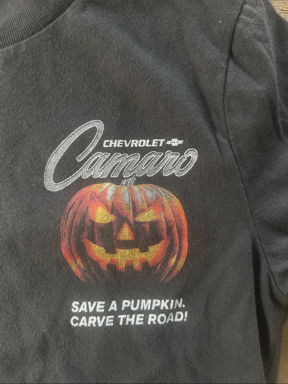 abercrombie kids Black Tee with Orange Pumpkin and White Logo
